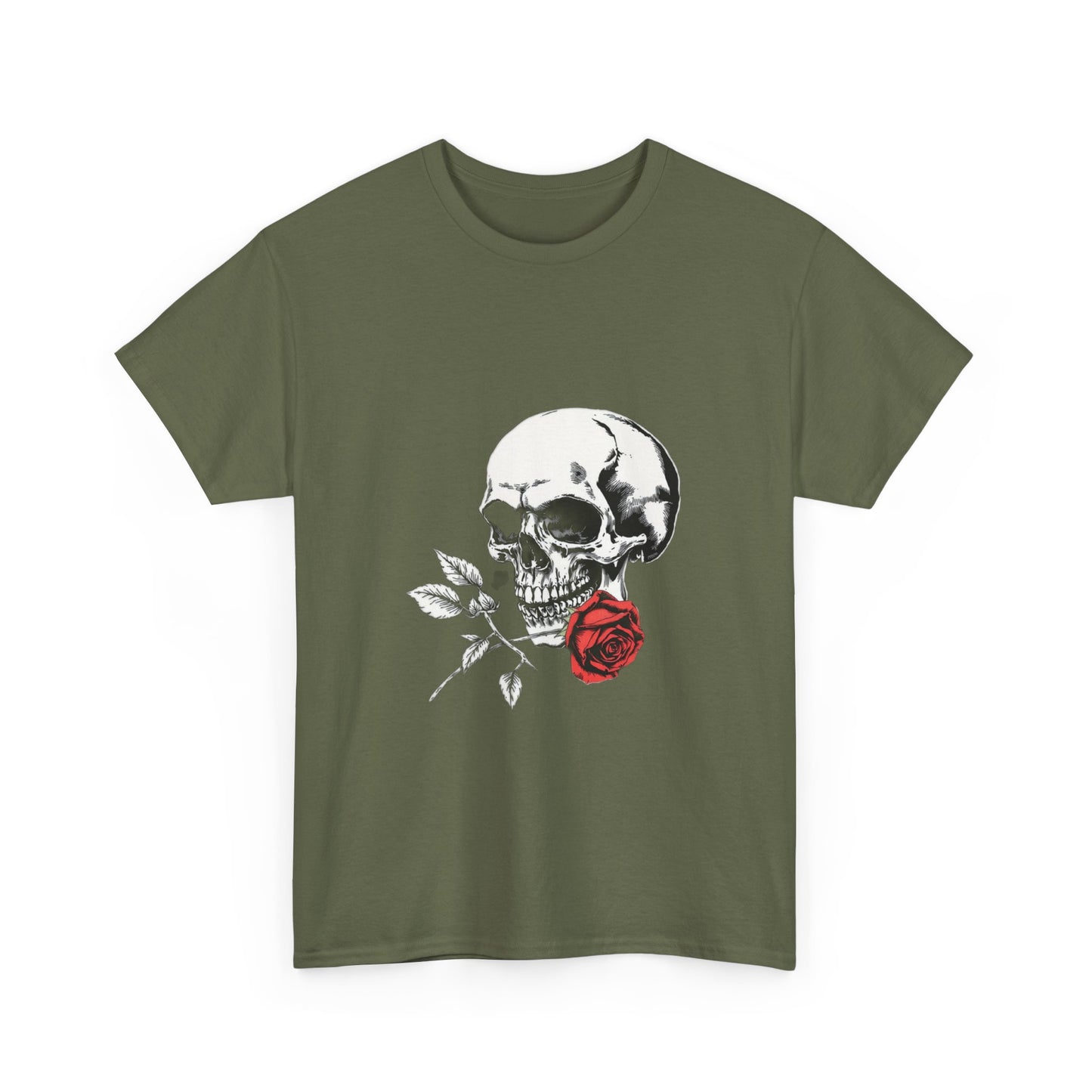 Skelly Goth Skull & Rose Tee - Unisex Heavy Cotton T-Shirt