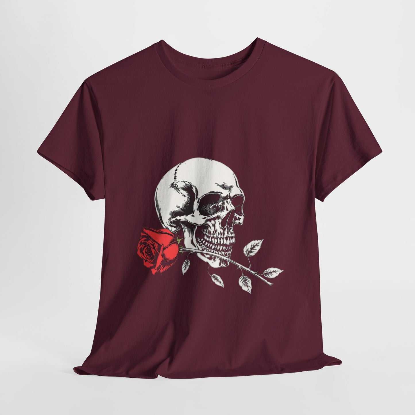 Skelly Goth Skull And Rose Unisex Heavy Cotton Tee