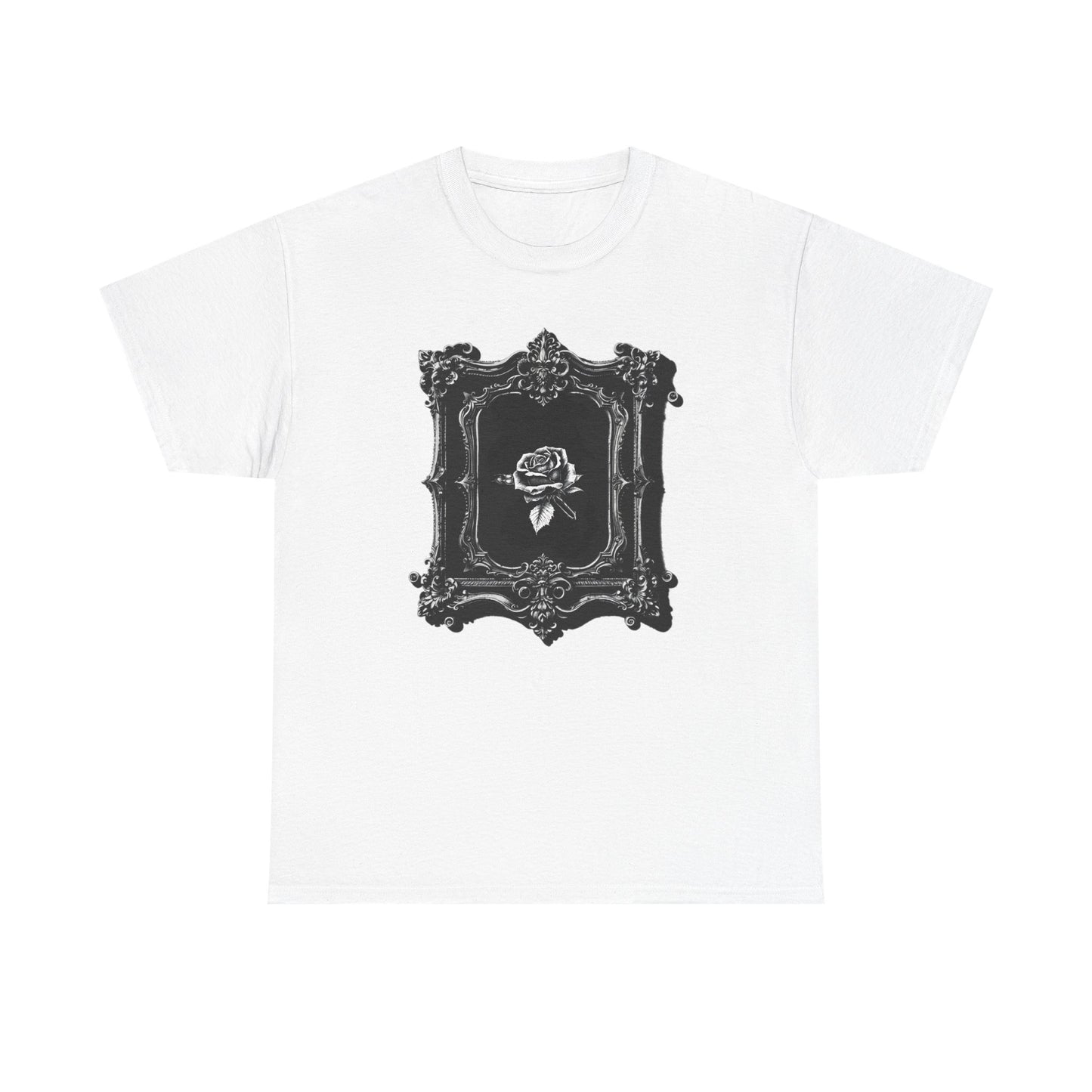 Gothic Y2k Rose Frame Unisex Heavy Cotton Tee