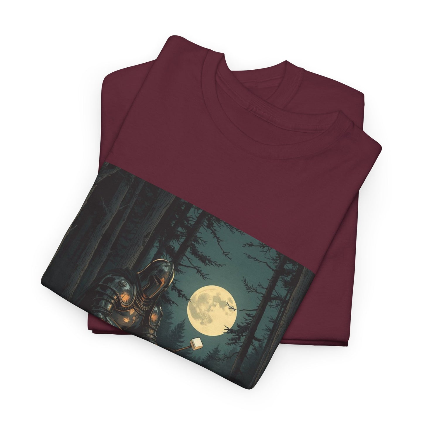 Vintage Comic Cover Knight Of Marshmallows Moonlit Campfire Unisex Tee