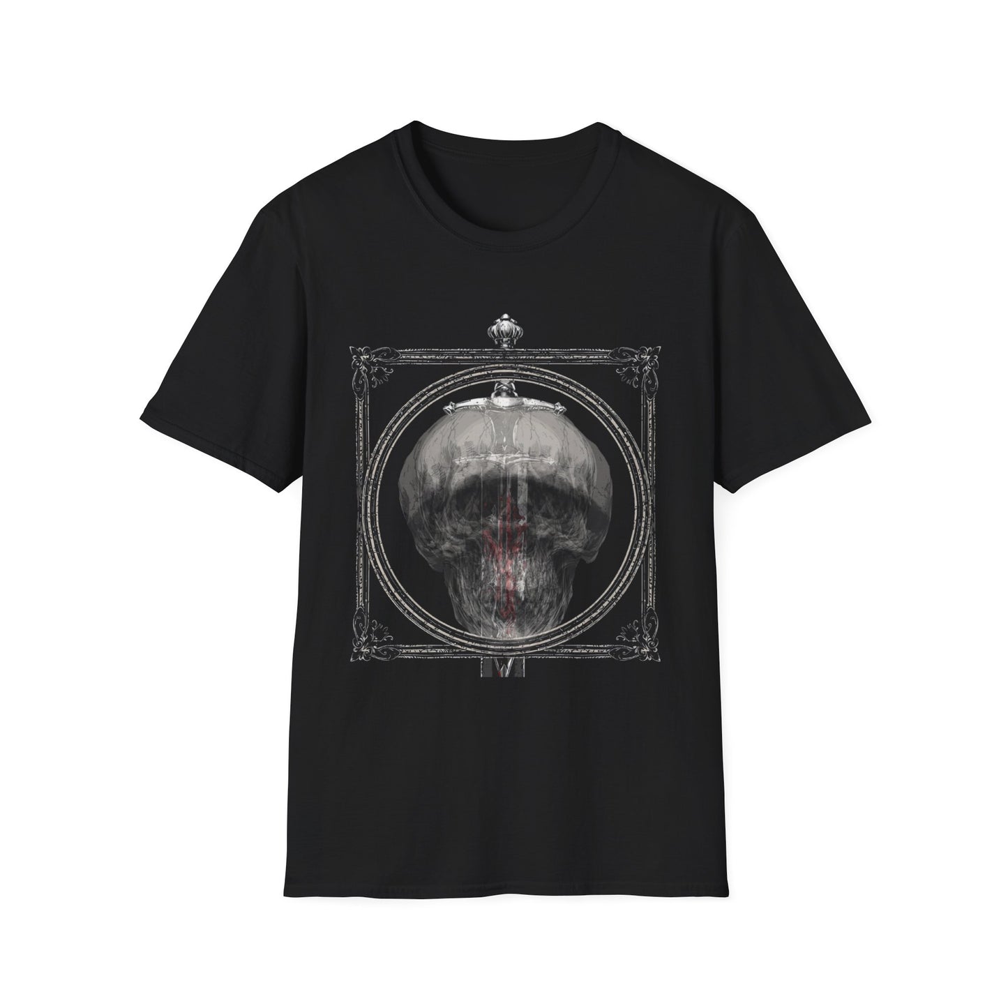 Skelly Goth Franed Sword Through Skull Graphic Tee