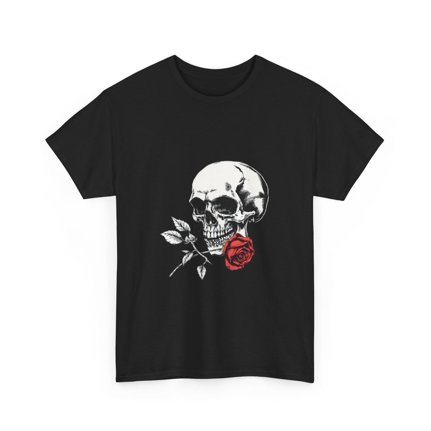 Skelly Goth Skull & Rose Tee - Unisex Heavy Cotton T-Shirt