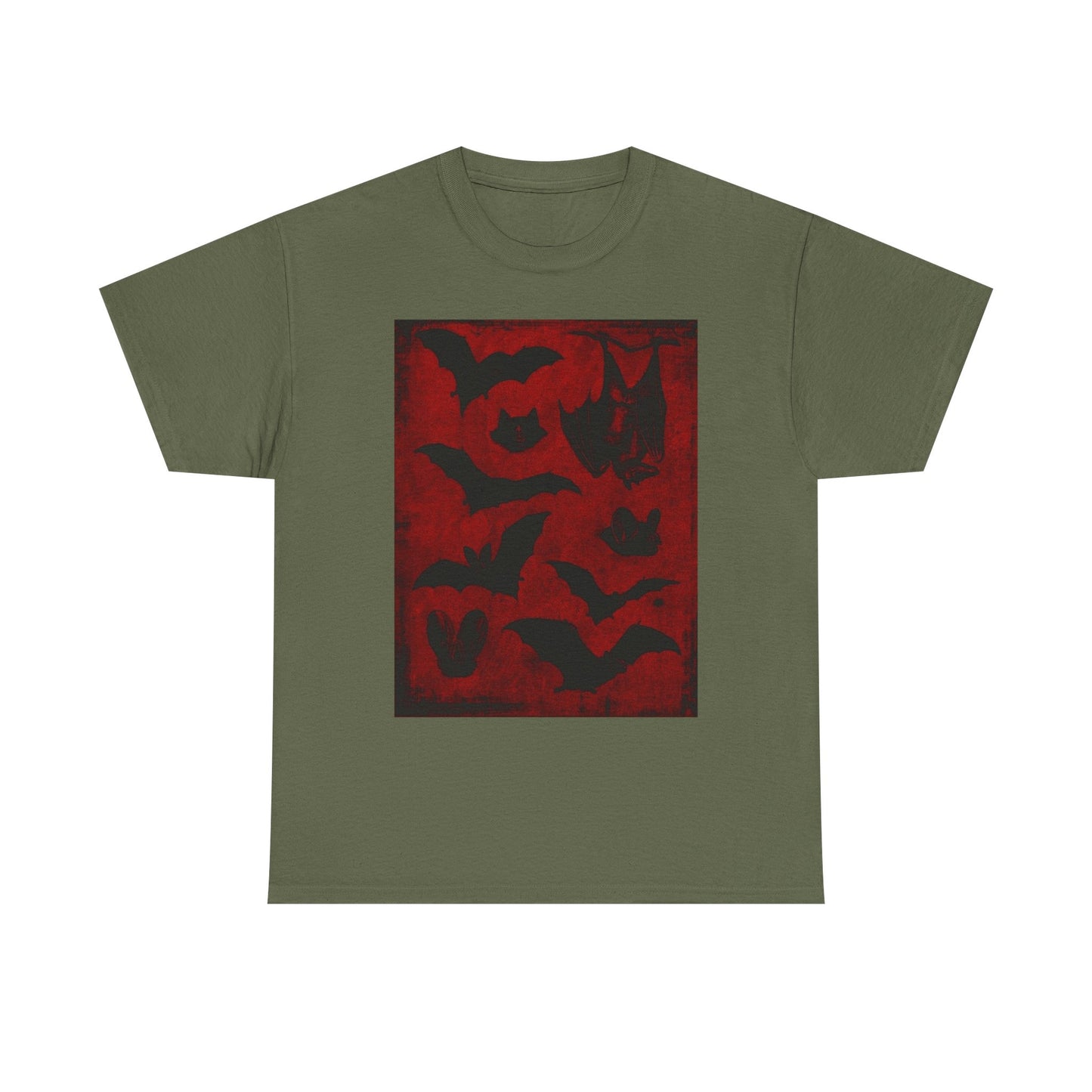 Moody Tee Gothic Bat Print Unisex Heavy Cotton Tee