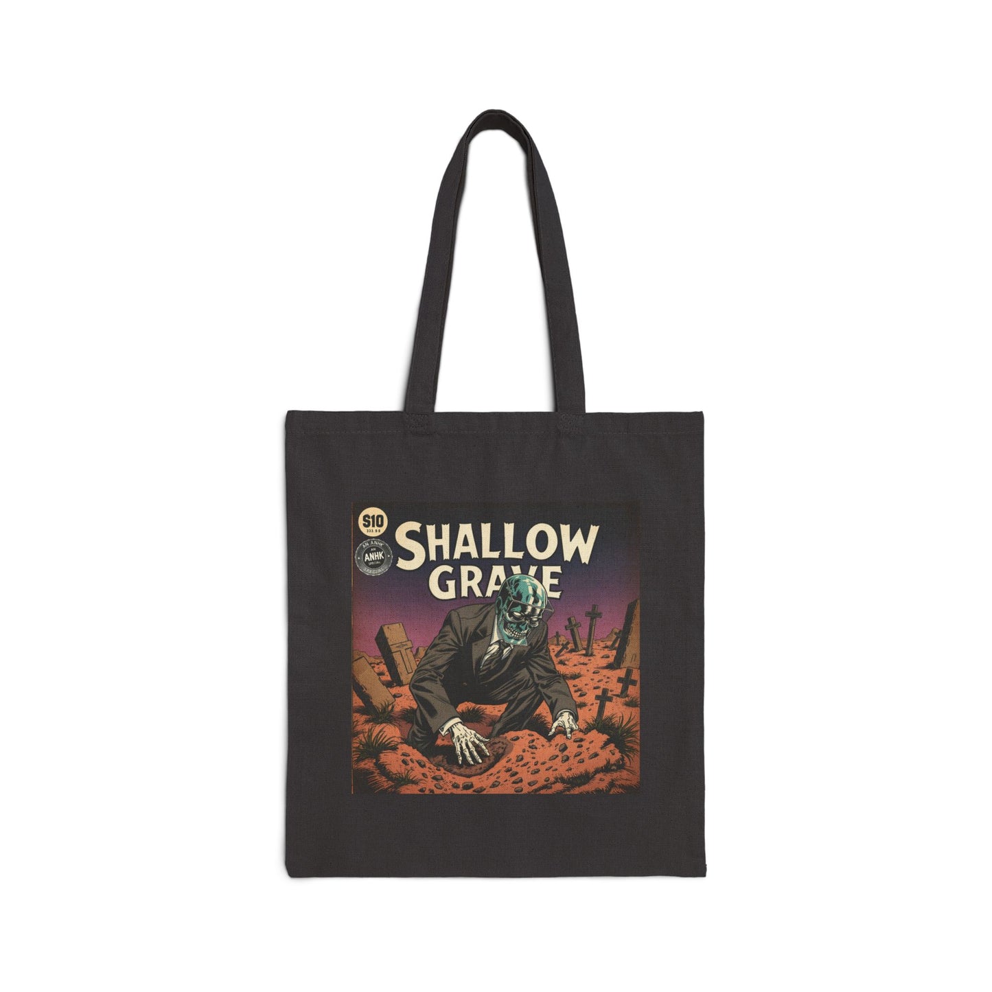 Spooky Shallow Grave Canvas Tote Bag - Eco-Friendly Tote