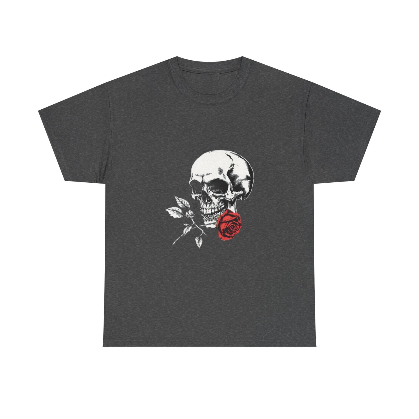 Skelly Goth Skull & Rose Tee - Unisex Heavy Cotton T-Shirt