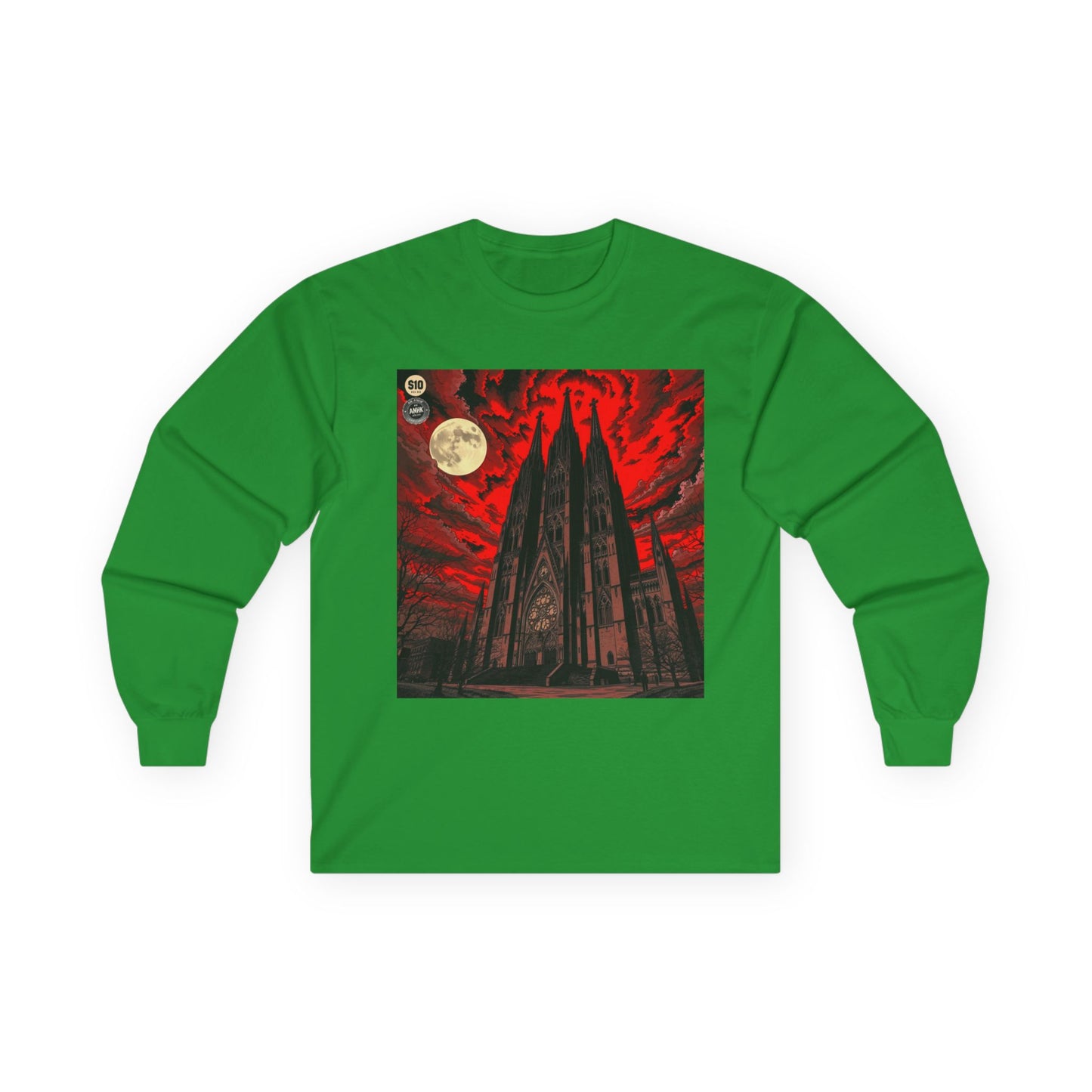Moody Tee Gothic Moonrise Cathedral Long Sleeve Tee