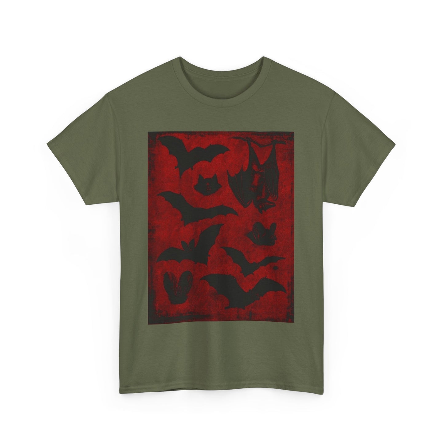 Moody Tee Gothic Bat Print Unisex Heavy Cotton Tee