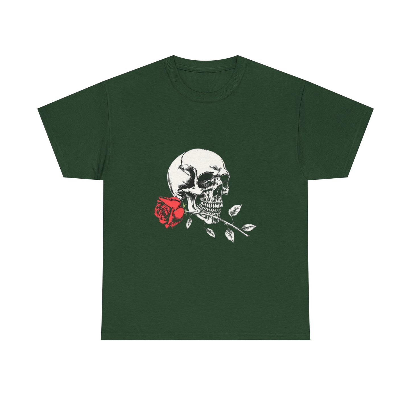 Skelly Goth Skull And Rose Unisex Heavy Cotton Tee