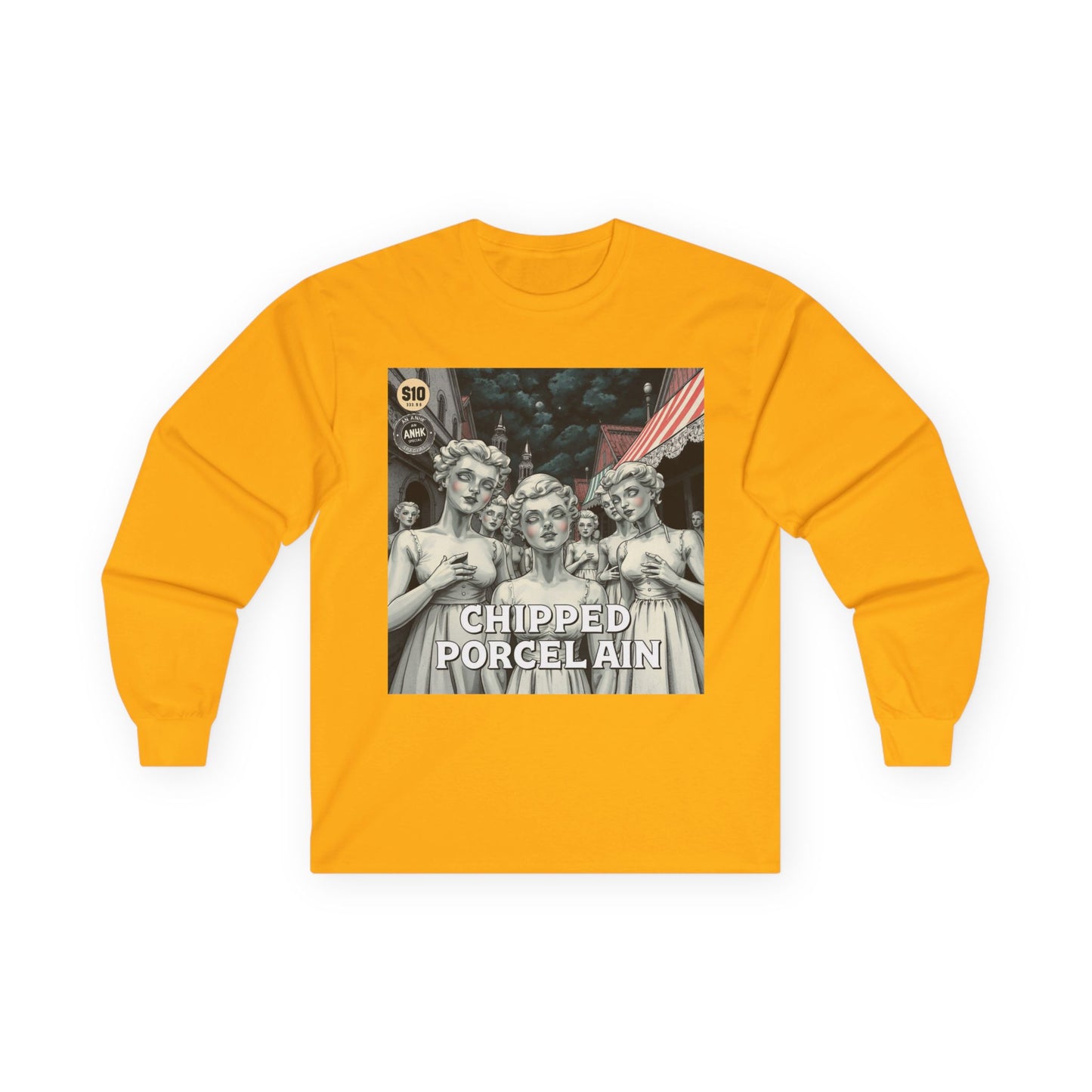 Vintage Comic Cover Chipped Porcelain Long Sleeve Tee