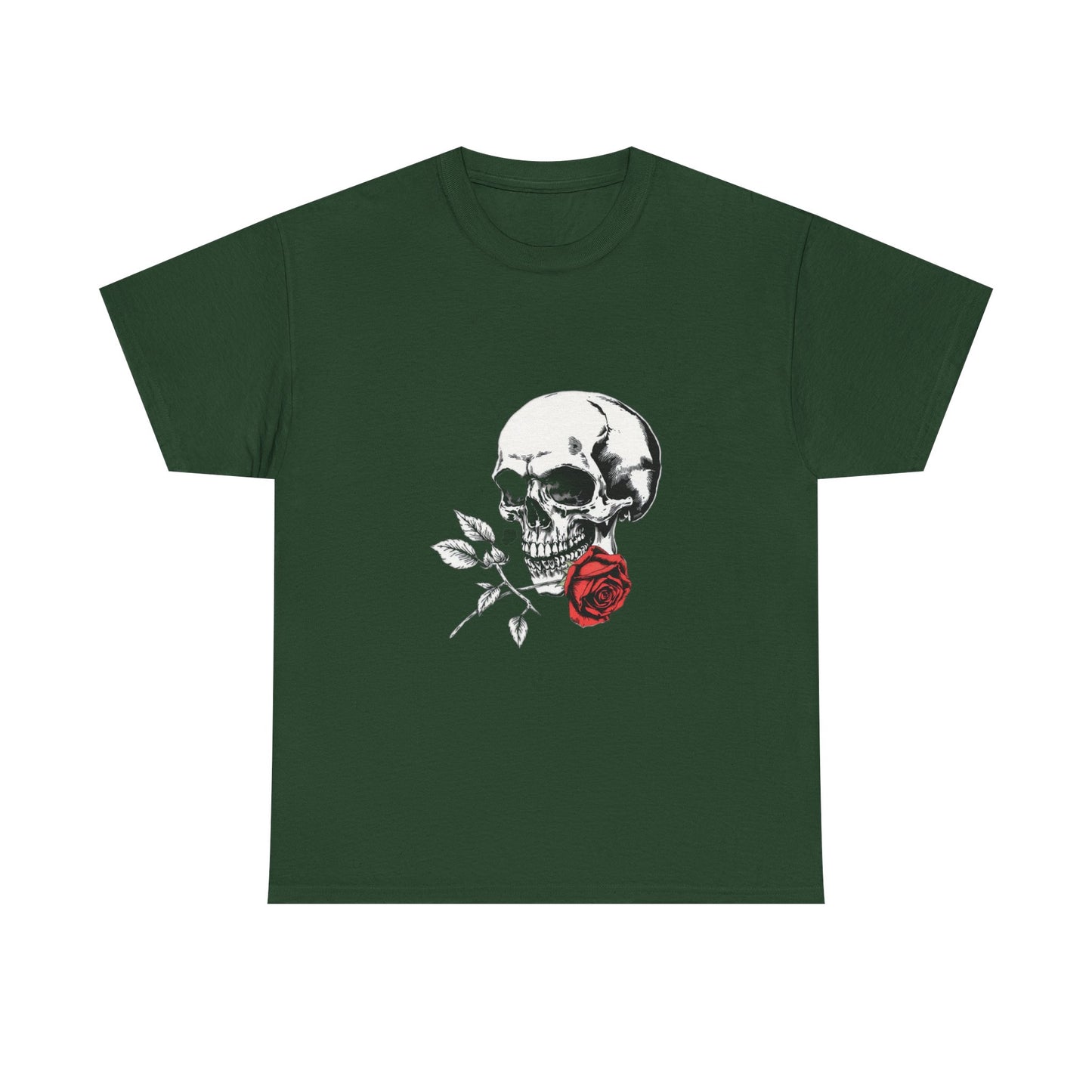 Skelly Goth Skull & Rose Tee - Unisex Heavy Cotton T-Shirt