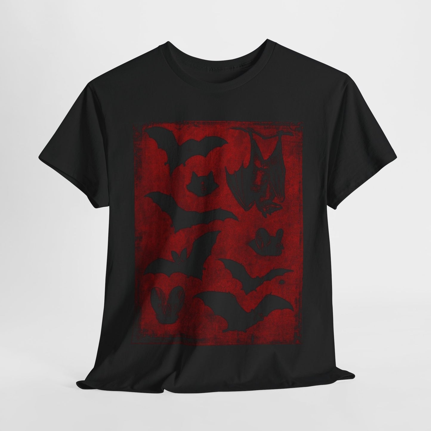 Moody Tee Gothic Bat Print Unisex Heavy Cotton Tee