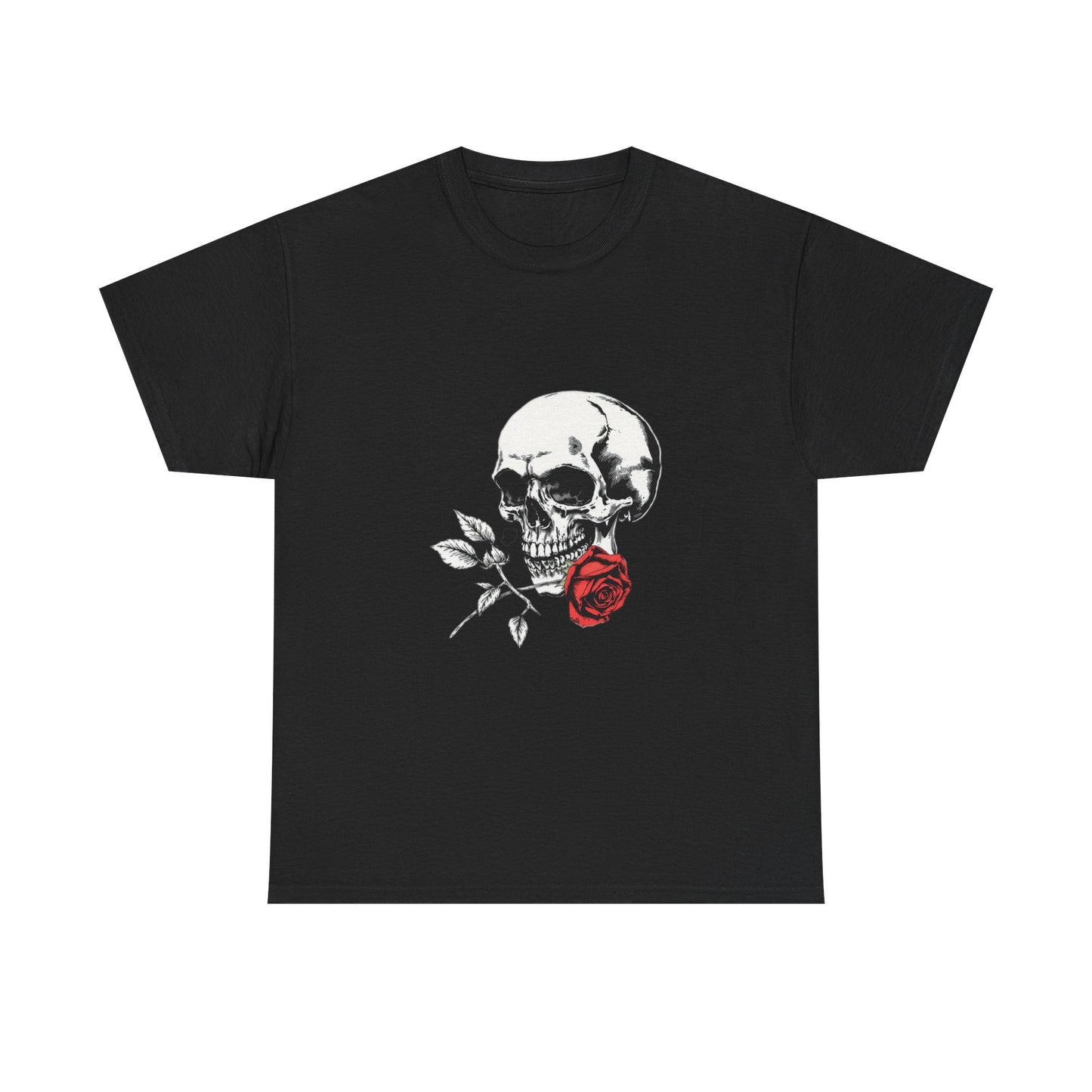 Skelly Goth Skull & Rose Tee - Unisex Heavy Cotton T-Shirt