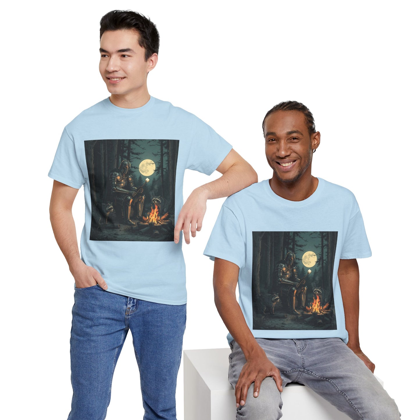 Vintage Comic Cover Knight Of Marshmallows Moonlit Campfire Unisex Tee