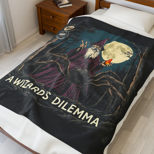 Vintage Comic Cover Wizard's Dilemma Velveteen Blanket