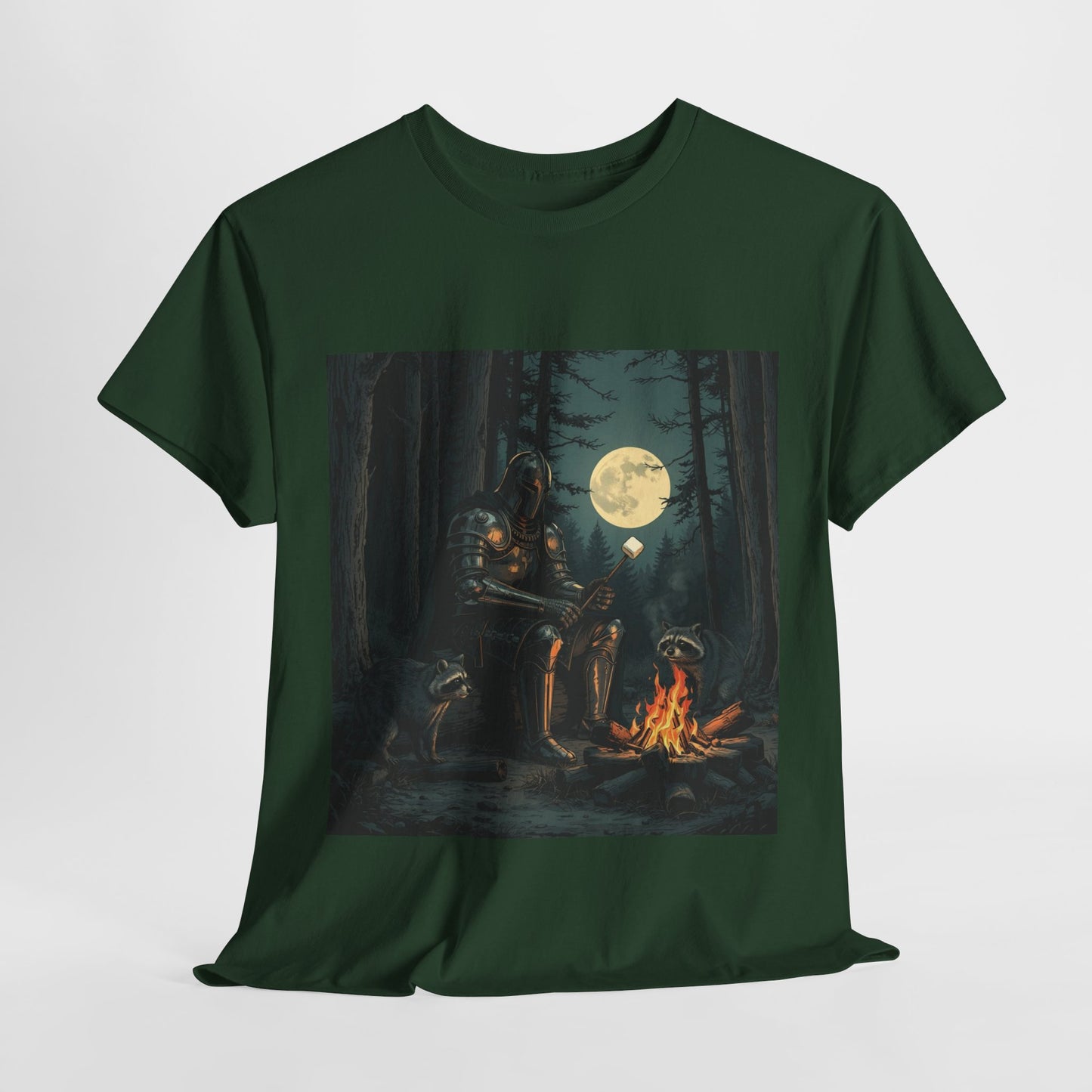 Vintage Comic Cover Knight Of Marshmallows Moonlit Campfire Unisex Tee