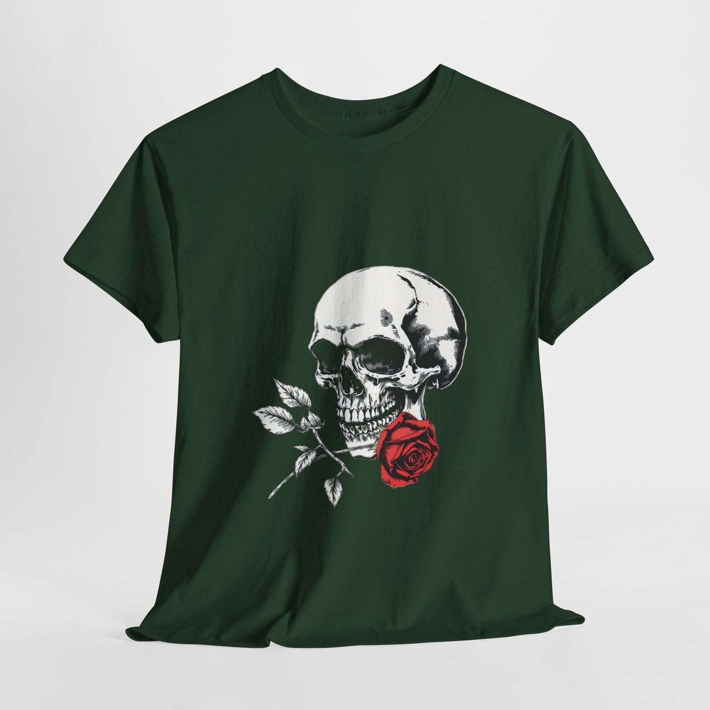 Skelly Goth Skull & Rose Tee - Unisex Heavy Cotton T-Shirt