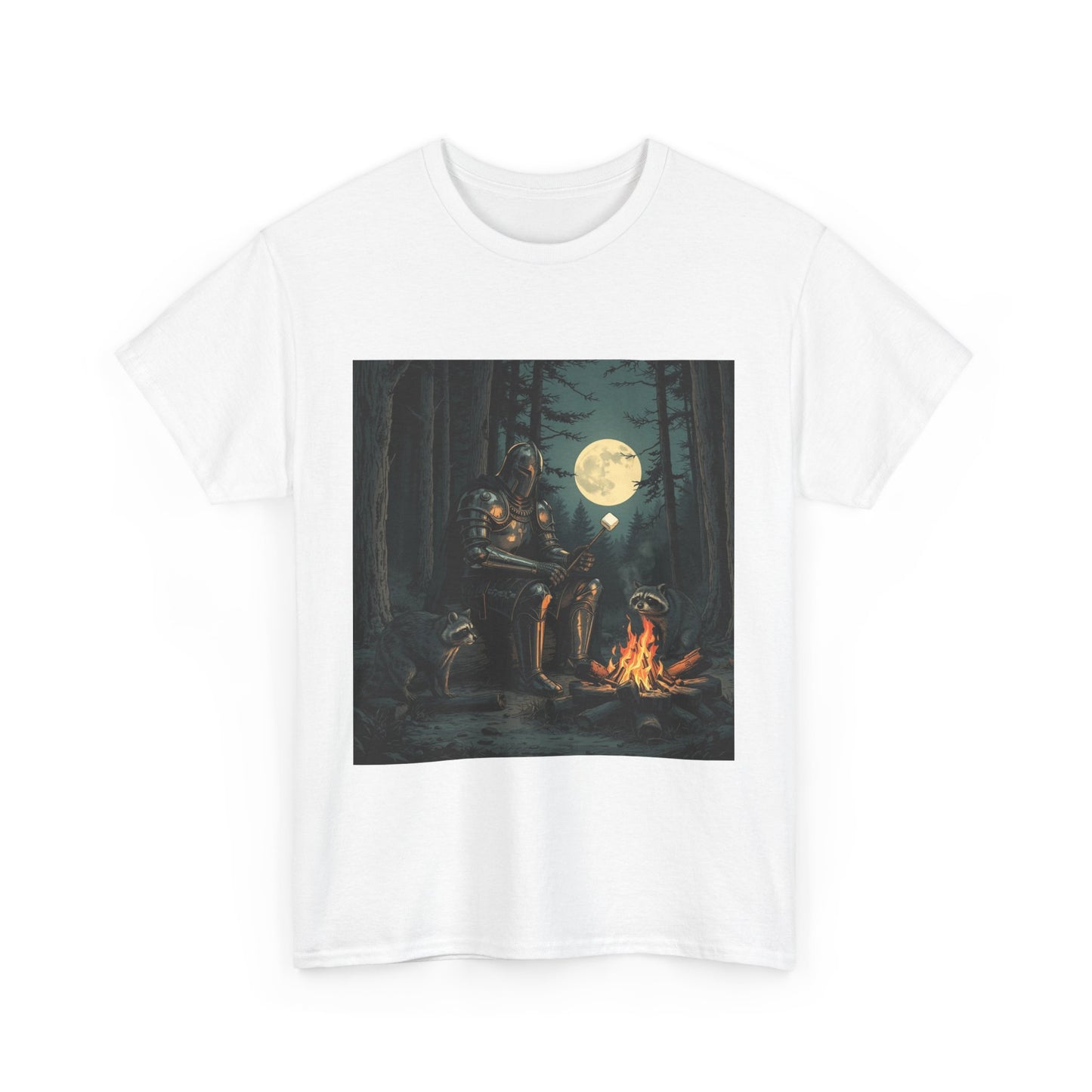 Vintage Comic Cover Knight Of Marshmallows Moonlit Campfire Unisex Tee