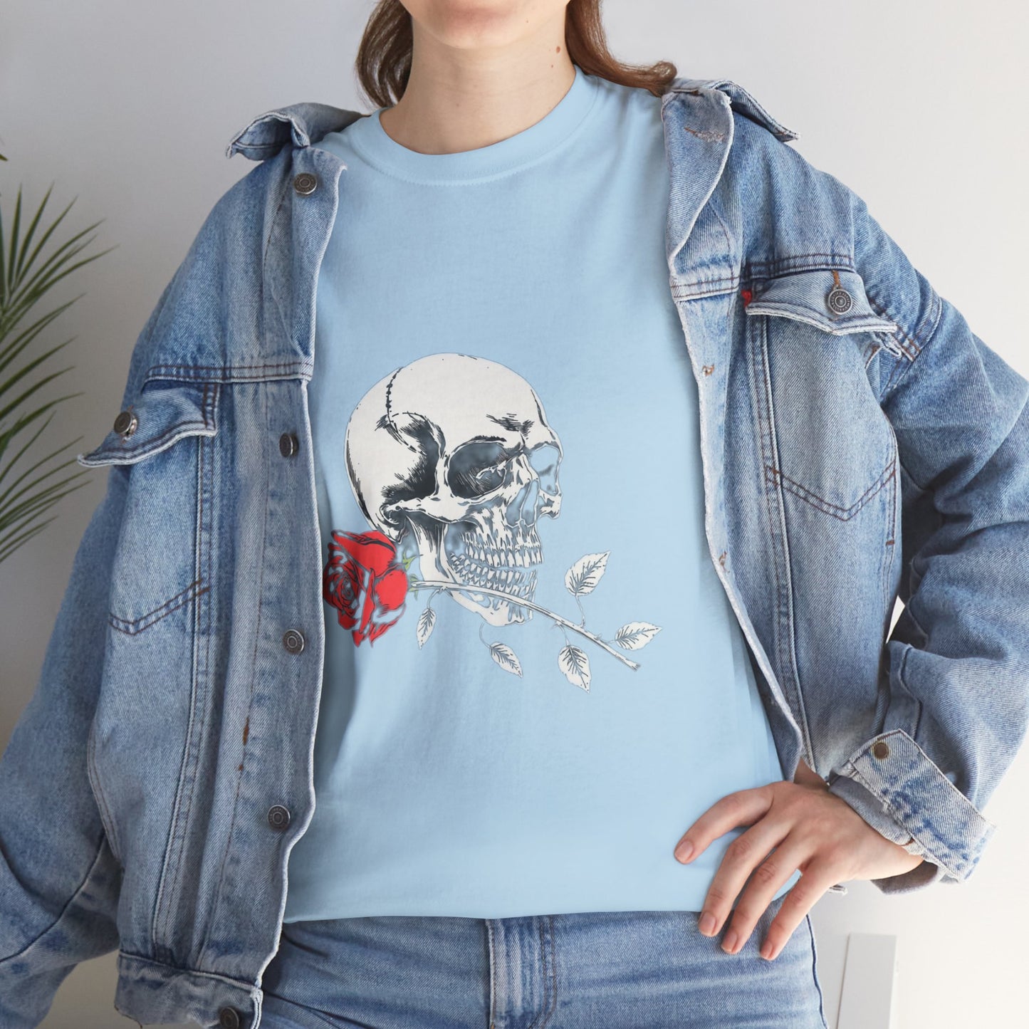 Skelly Goth Skull And Rose Unisex Heavy Cotton Tee