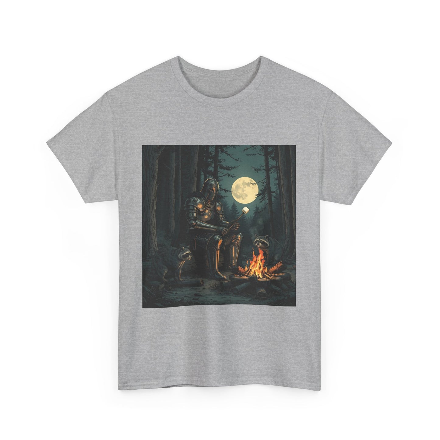 Vintage Comic Cover Knight Of Marshmallows Moonlit Campfire Unisex Tee