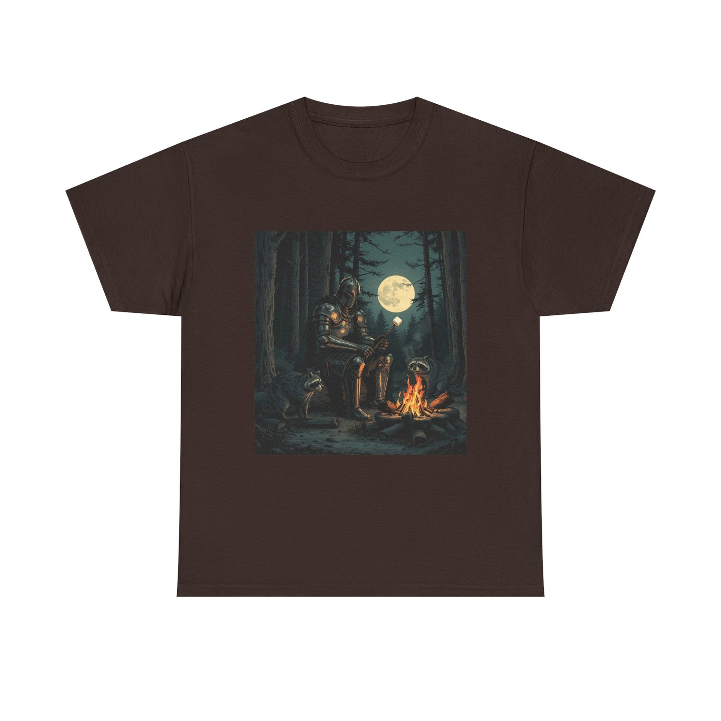 Vintage Comic Cover Knight Of Marshmallows Moonlit Campfire Unisex Tee