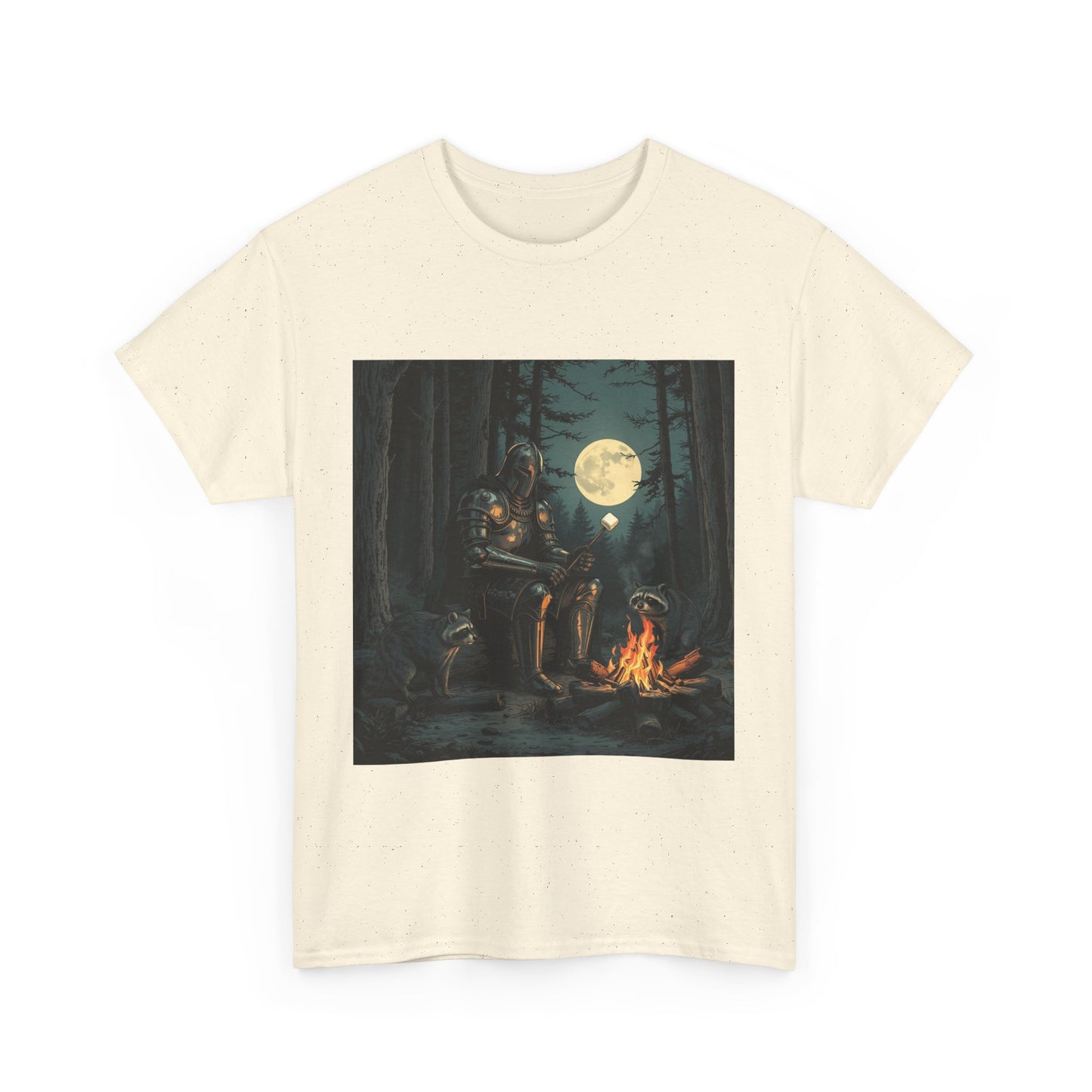 Vintage Comic Cover Knight Of Marshmallows Moonlit Campfire Unisex Tee