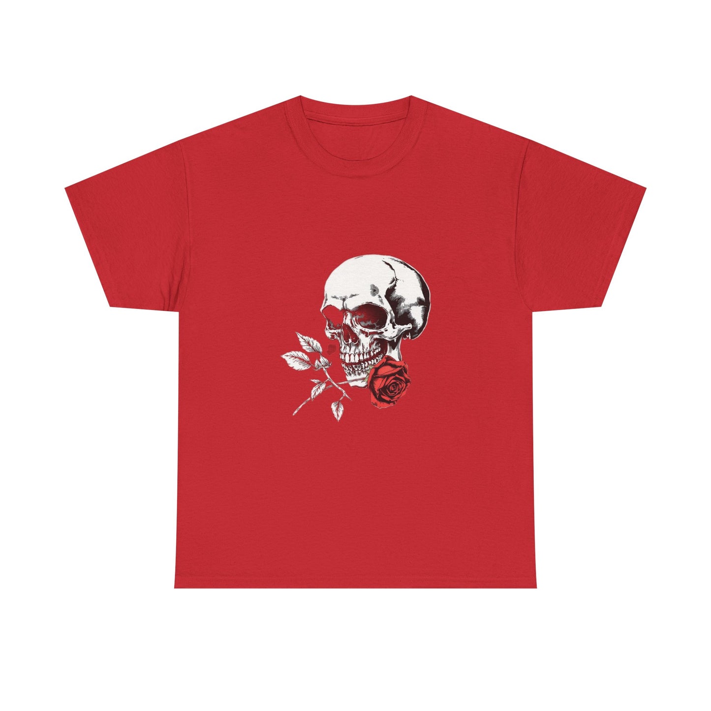 Skelly Goth Skull & Rose Tee - Unisex Heavy Cotton T-Shirt