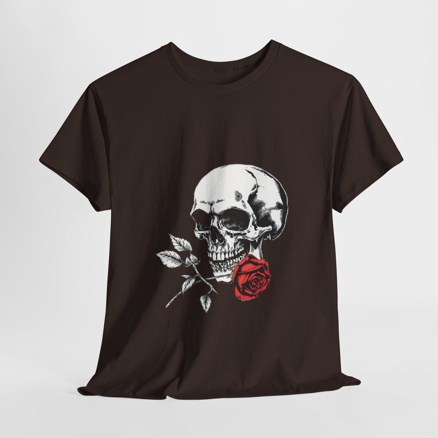 Skelly Goth Skull & Rose Tee - Unisex Heavy Cotton T-Shirt