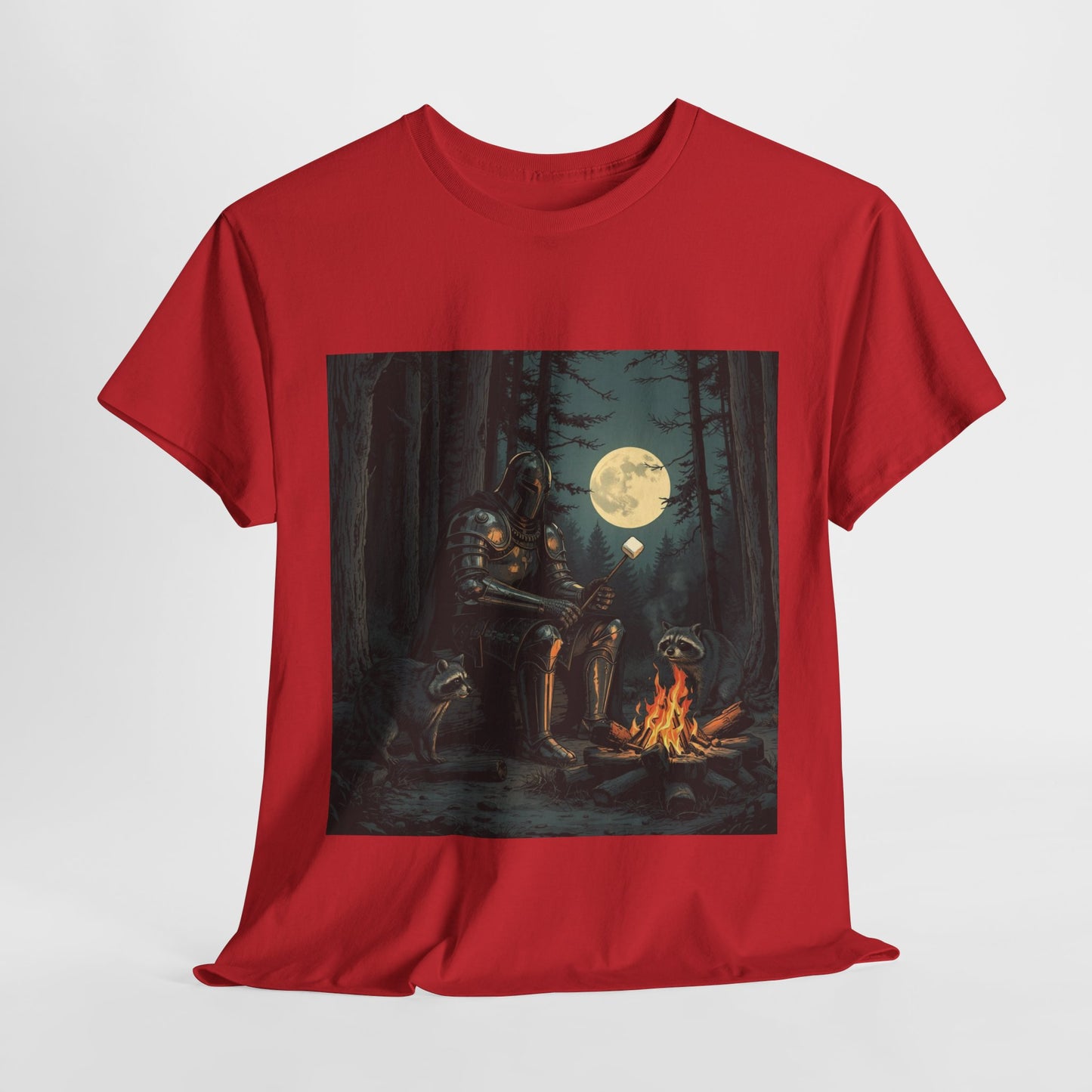 Vintage Comic Cover Knight Of Marshmallows Moonlit Campfire Unisex Tee