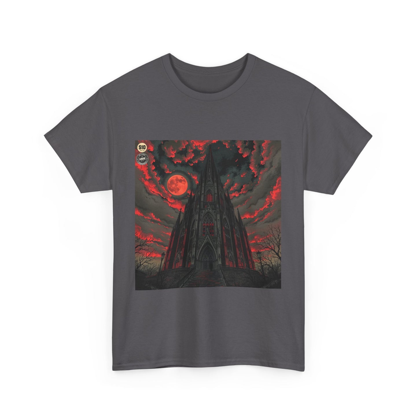 Gothic Cathedral Comic Cover Art Unisex Heavy Cotton Tee