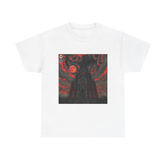 Gothic Cathedral Comic Cover Art Unisex Heavy Cotton Tee