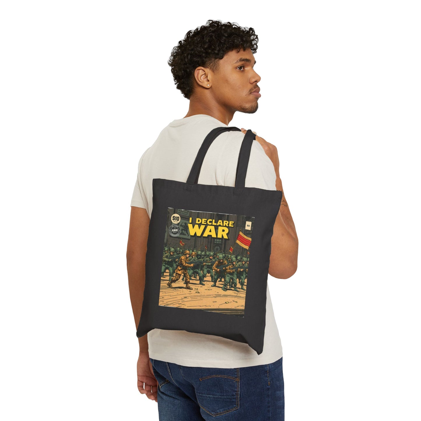 I Declare War-Themed Cotton Canvas Tote Bag