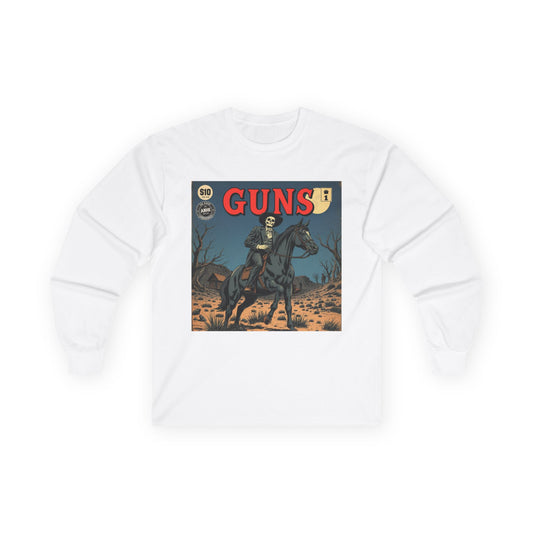 Vintage Comic Cover  Long Sleeve Tee featuring Guns Artwork