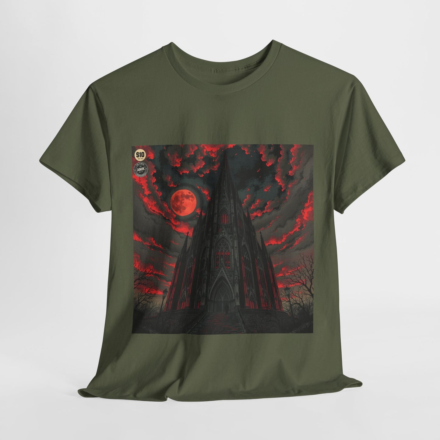 Gothic Cathedral Comic Cover Art Unisex Heavy Cotton Tee