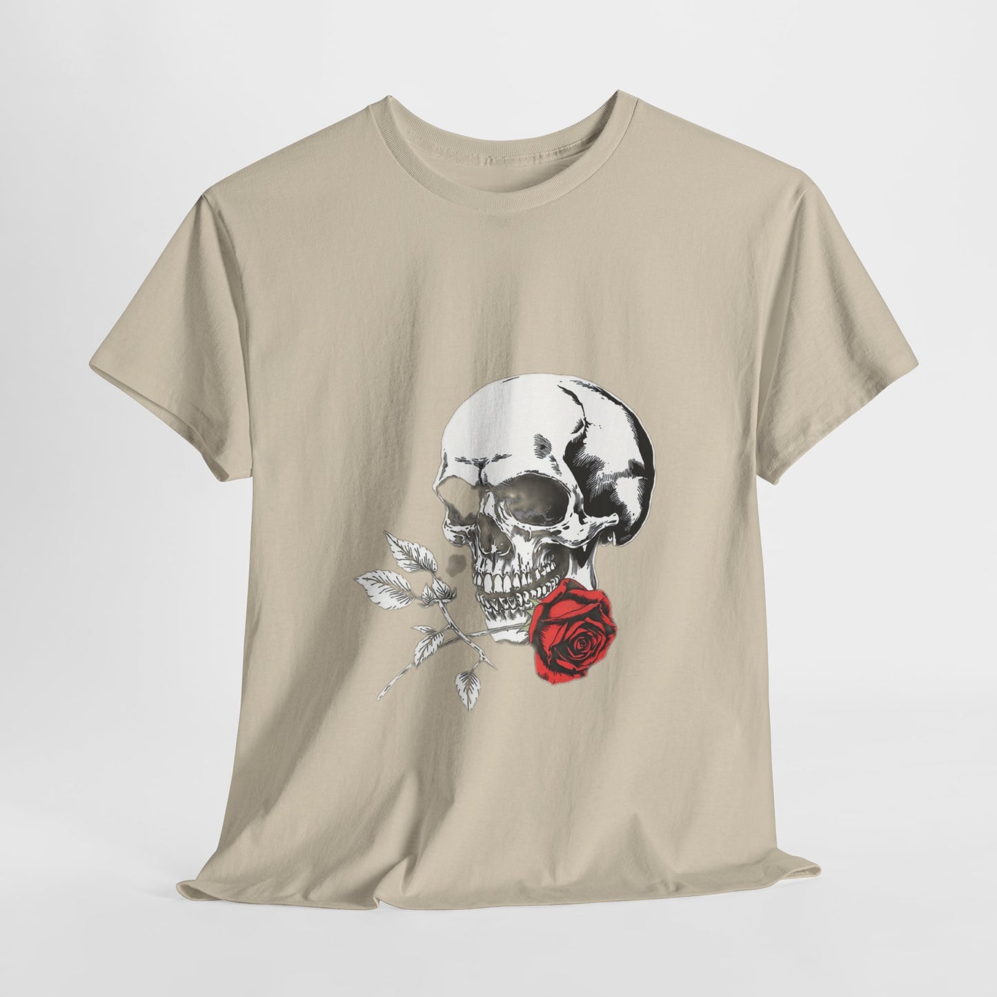 Skelly Goth Skull & Rose Tee - Unisex Heavy Cotton T-Shirt