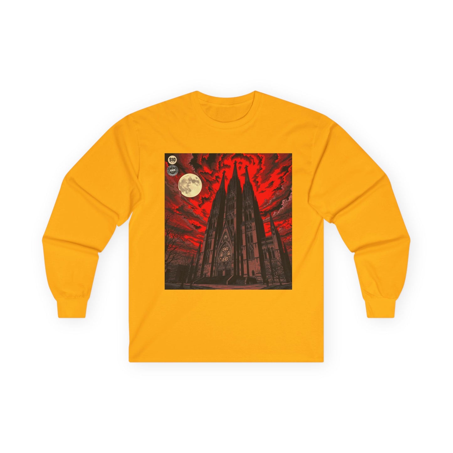 Moody Tee Gothic Moonrise Cathedral Long Sleeve Tee