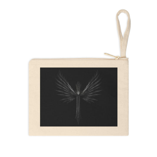 Elegant Black Winged Cross Zipper Pouch