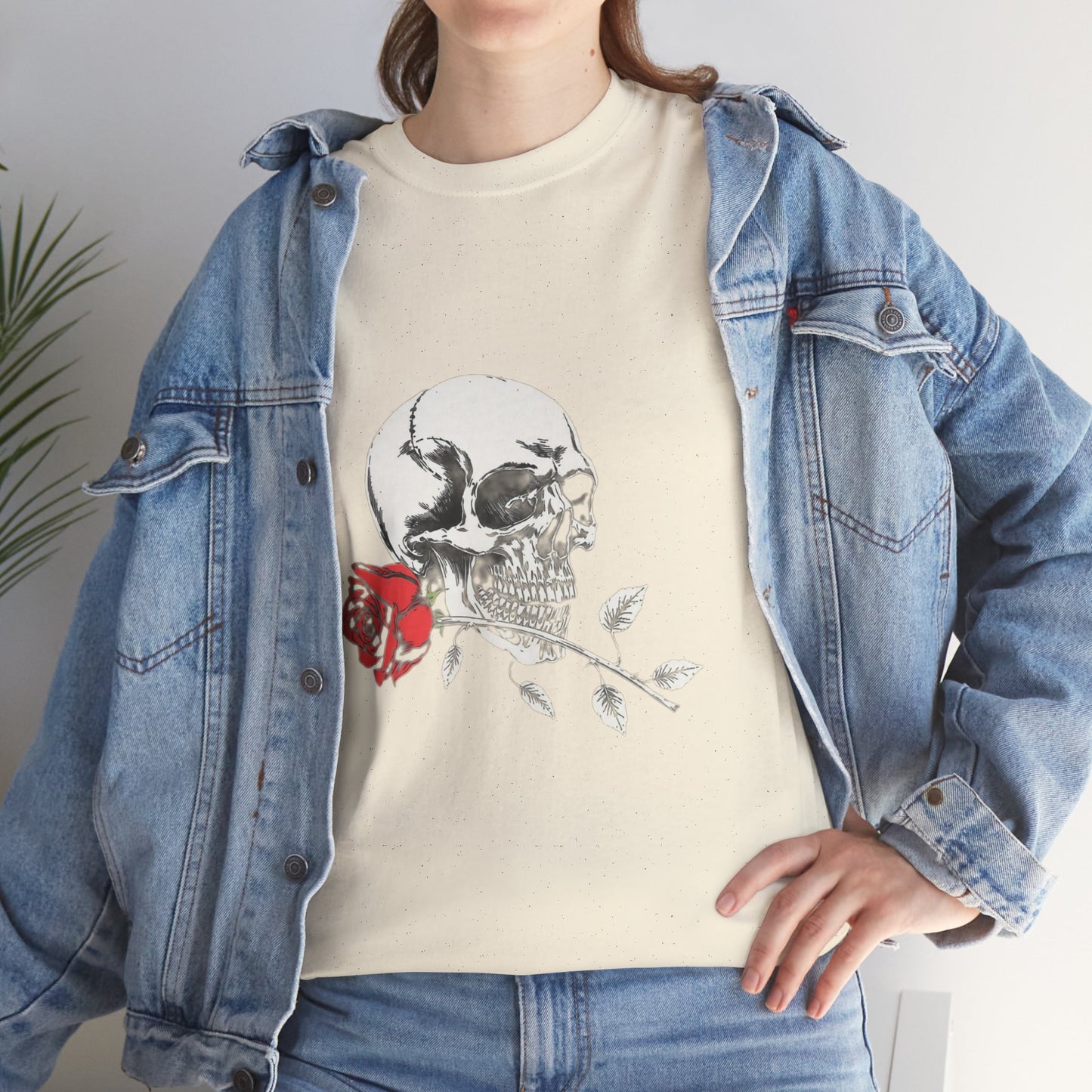 Skelly Goth Skull And Rose Unisex Heavy Cotton Tee