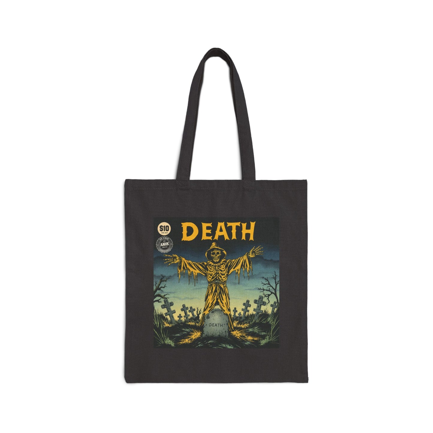 Gothic Tote Bag with Death Design, Eco-Friendly Shopping Bag