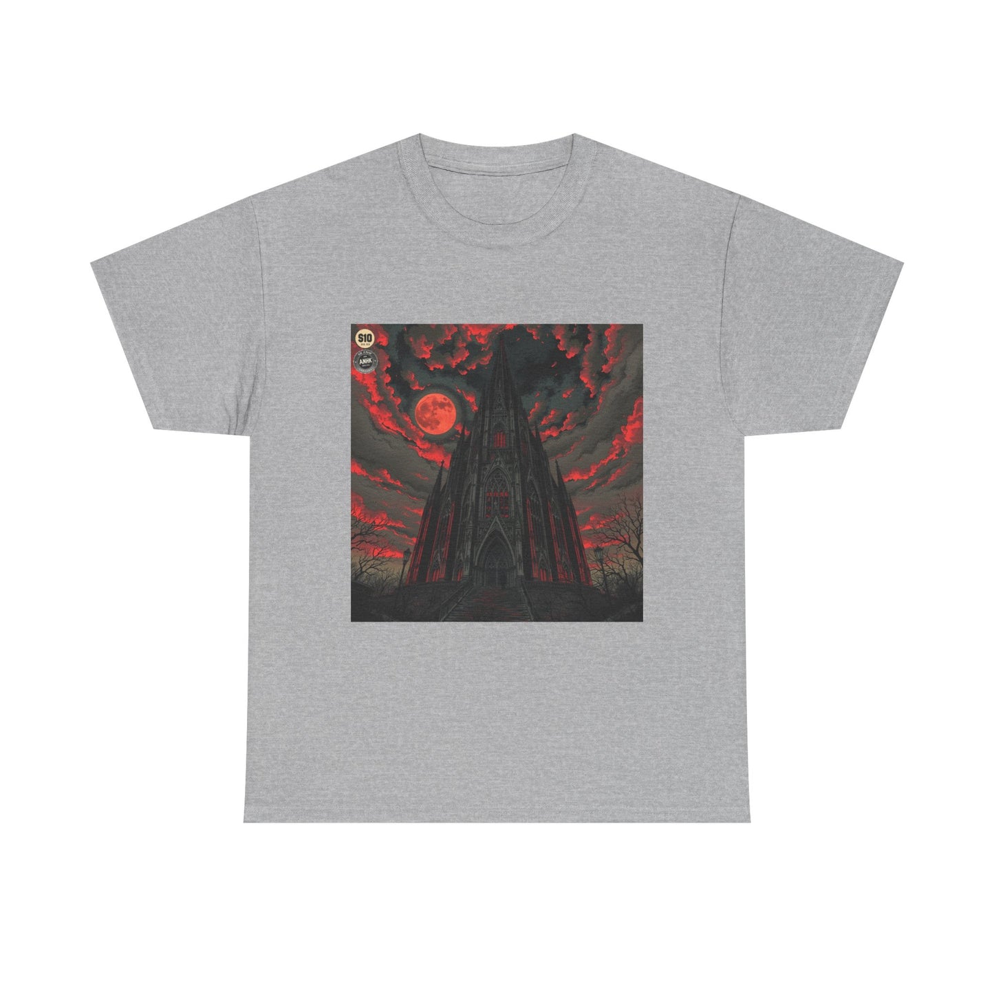 Gothic Cathedral Comic Cover Art Unisex Heavy Cotton Tee