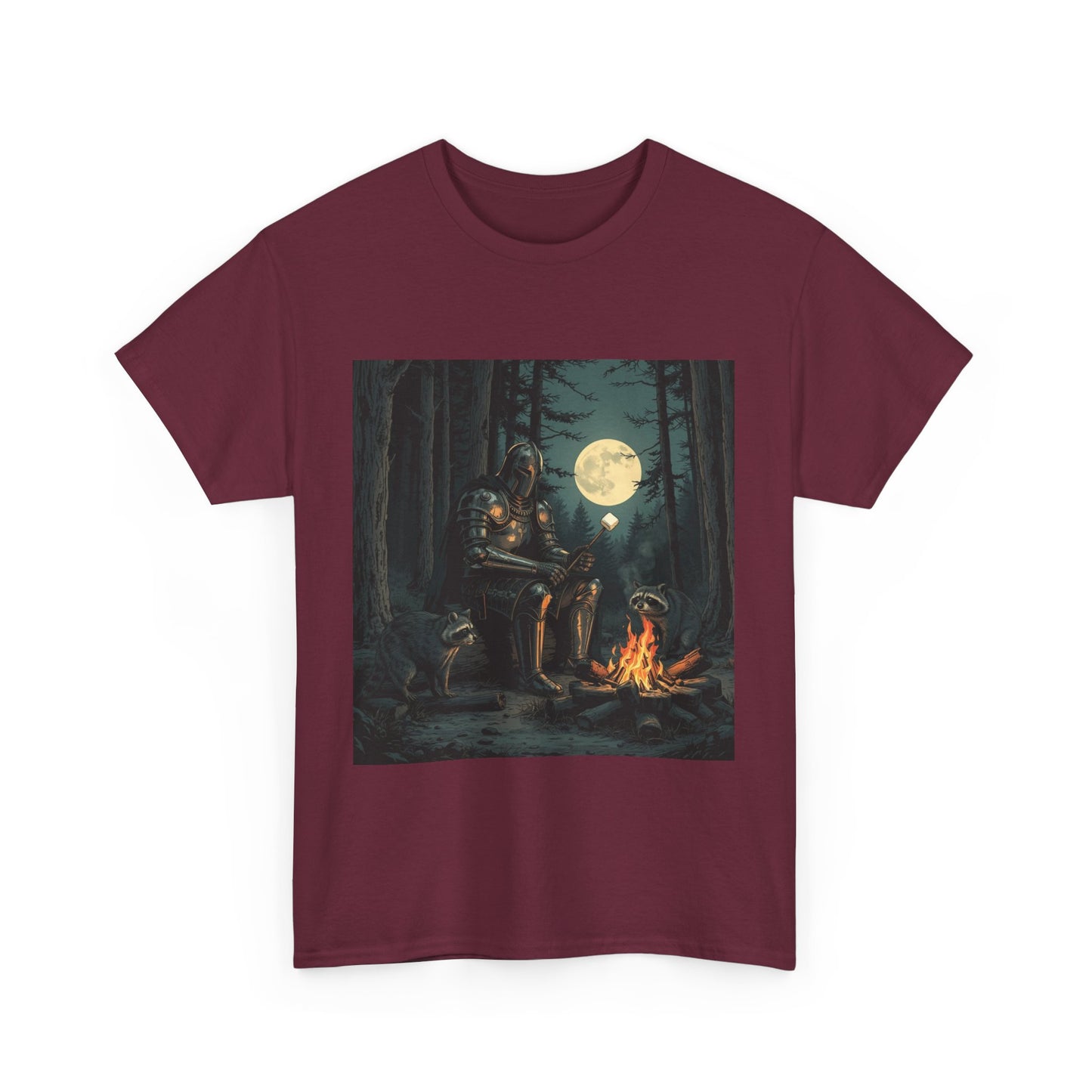 Vintage Comic Cover Knight Of Marshmallows Moonlit Campfire Unisex Tee