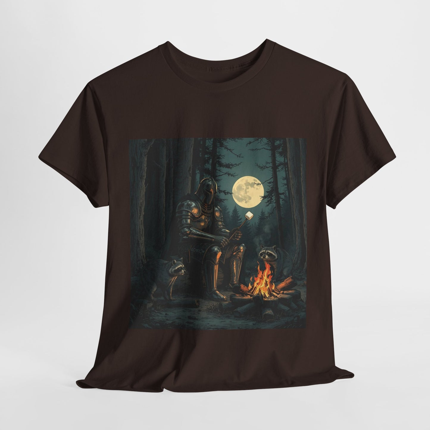 Vintage Comic Cover Knight Of Marshmallows Moonlit Campfire Unisex Tee