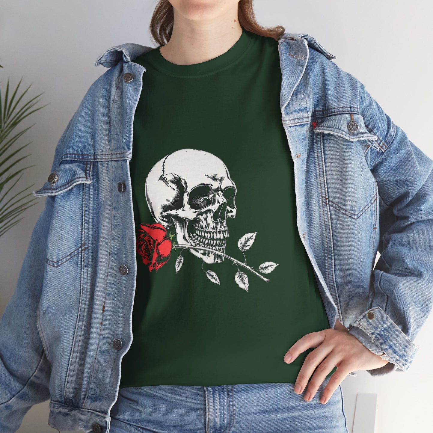 Skelly Goth Skull And Rose Unisex Heavy Cotton Tee