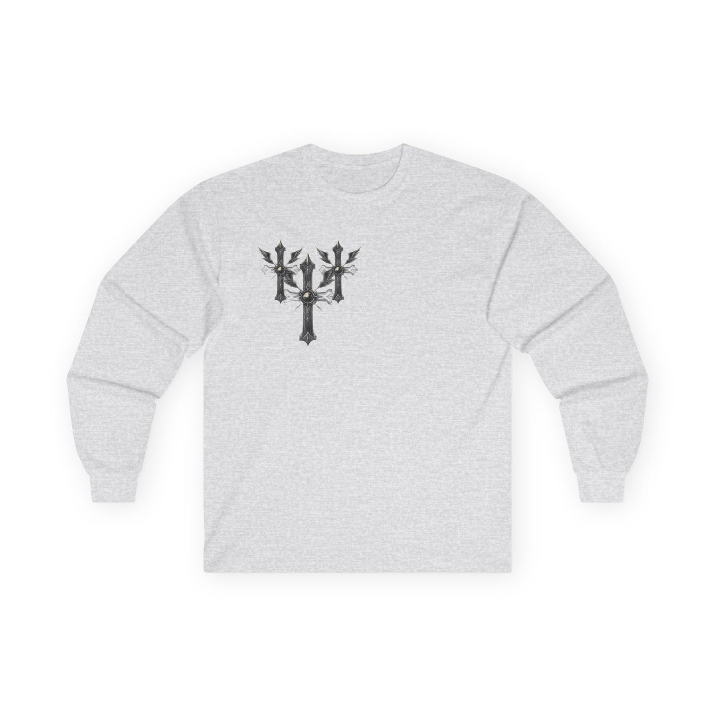 Gothic Y2k Unisex Long Sleeve Tee with Cross Design