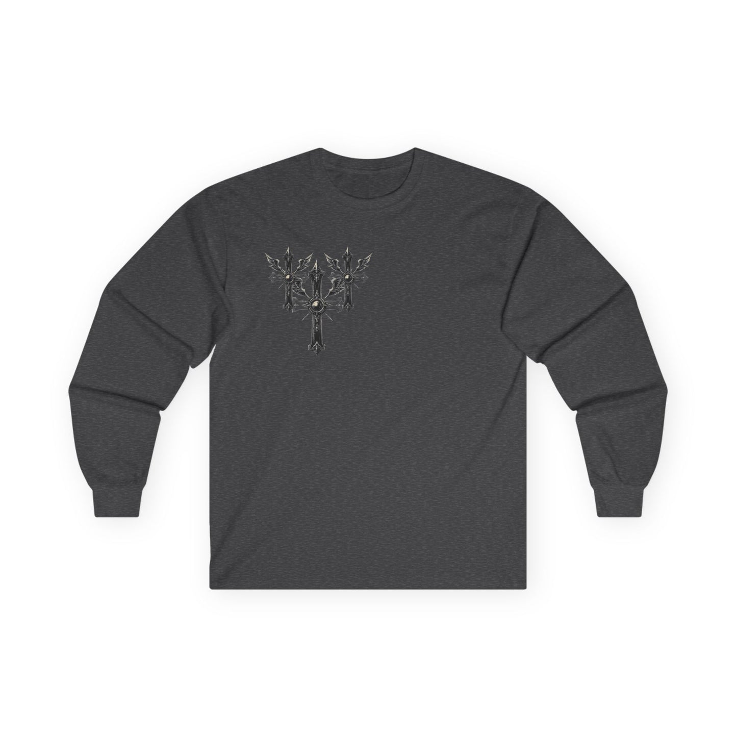 Gothic Y2k Unisex Long Sleeve Tee with Cross Design