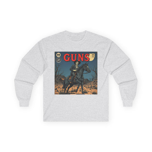 Vintage Comic Cover  Long Sleeve Tee featuring Guns Artwork