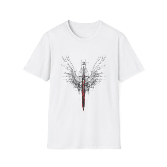 Gothic Y2k Unisex Softstyle T-Shirt with Edgy Sword Design