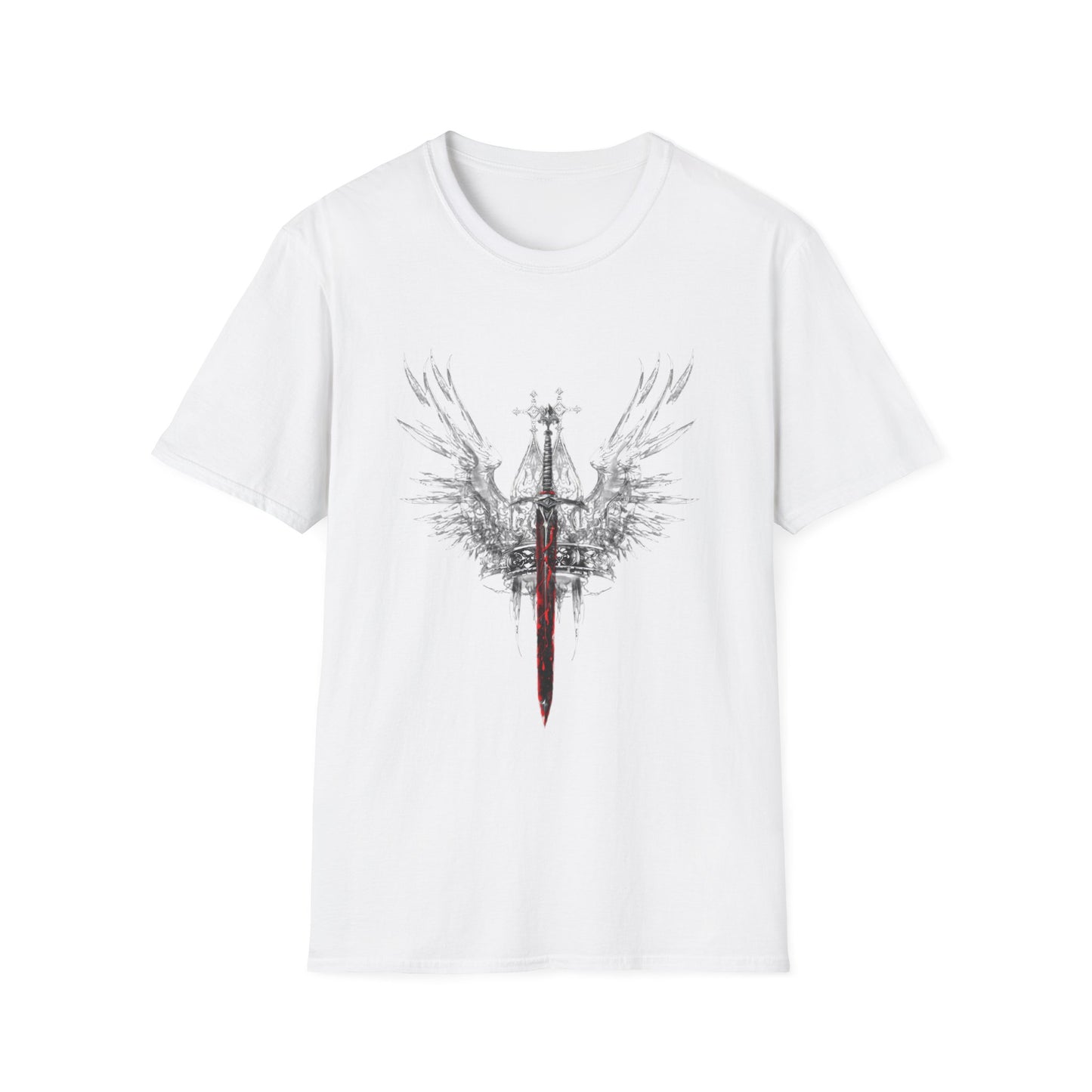 Gothic Y2k Unisex Softstyle T-Shirt with Edgy Sword Design