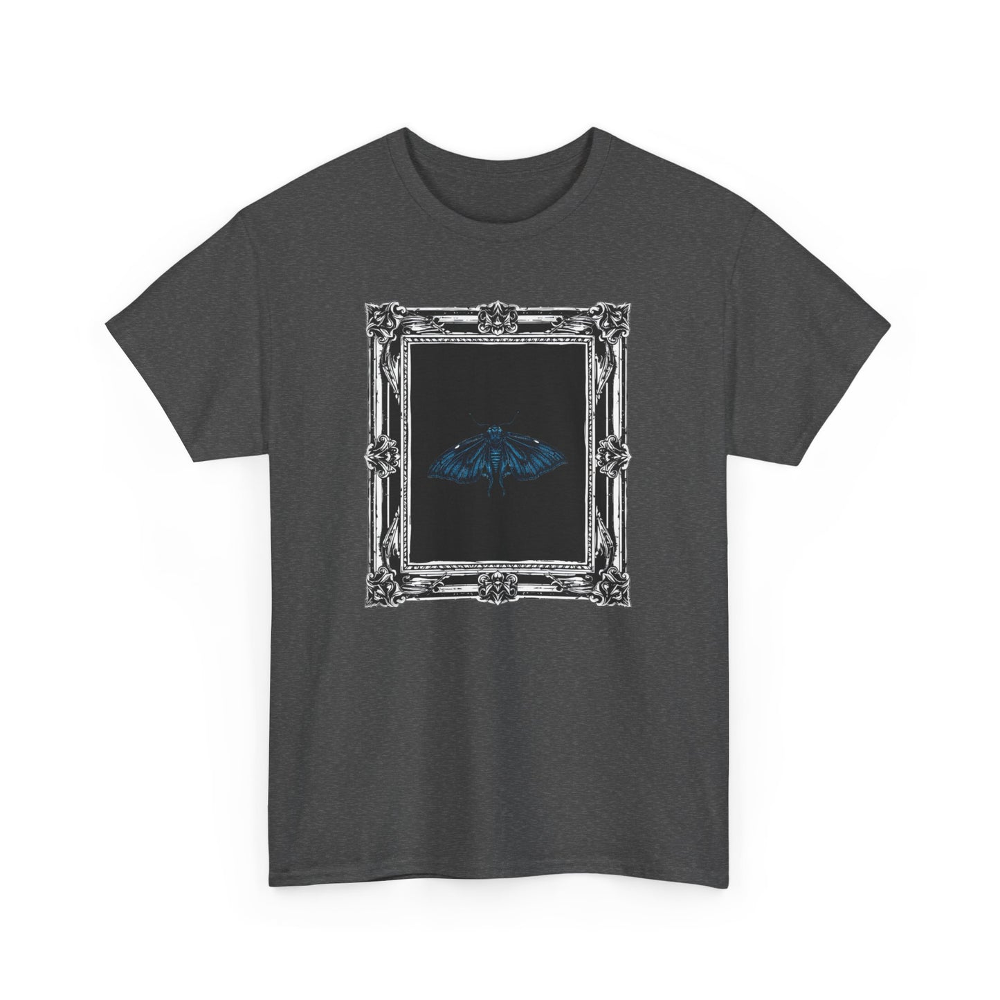 Gothic Y2k Blue Moth Framed Unisex Heavy Cotton Tee