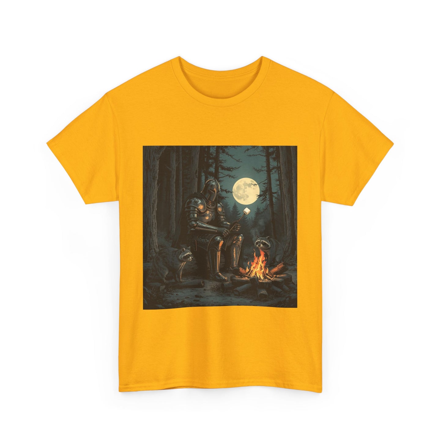 Vintage Comic Cover Knight Of Marshmallows Moonlit Campfire Unisex Tee
