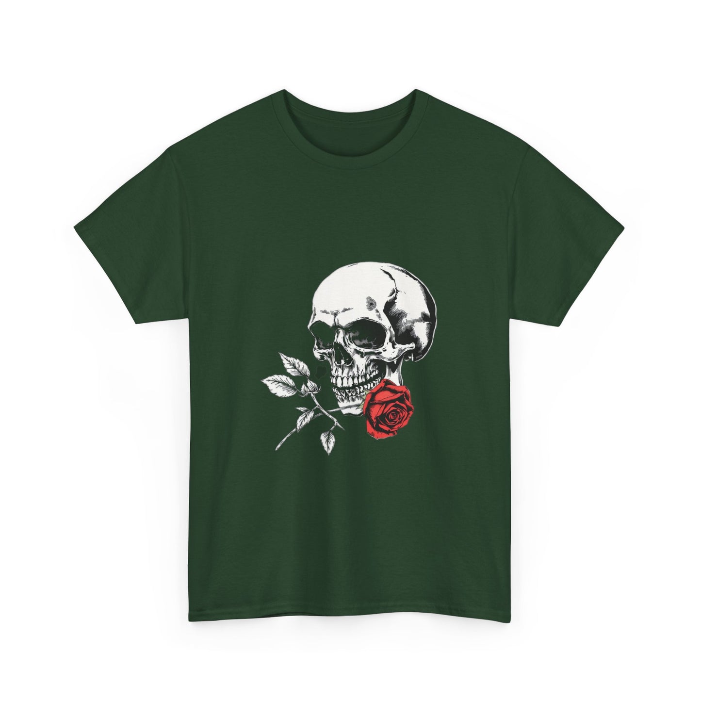 Skelly Goth Skull & Rose Tee - Unisex Heavy Cotton T-Shirt